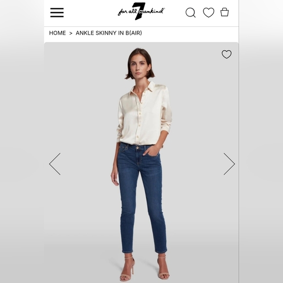 7 For All Mankind Denim - 7 For All Mankind Dark Blue Ankle Skinny B (Air) Jeans, Women's 26